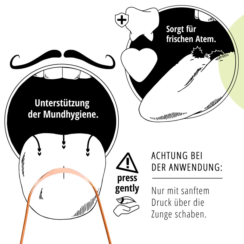 Anwendung zungenreiniger Beschreibt die Anwendung des Zungenreiniger mit leichtem Druck